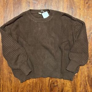 NWT Goumi Kids Hide Chunky Knit Sweater SZ S/M Mama Womens Organic Cotton Brown